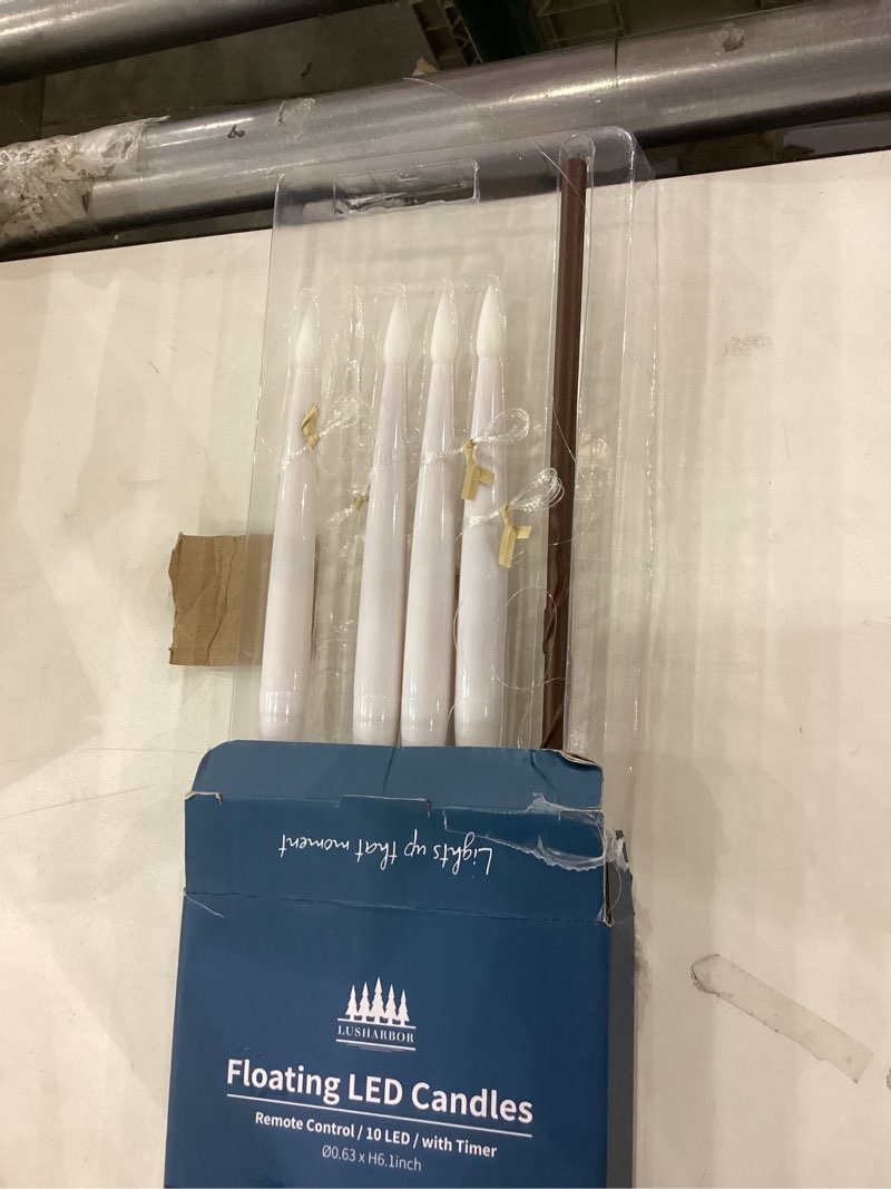 LUSHARBOR Floating Candles with Wand, 10 Pack Halloween Flameless Candles Battery Operated LED Taper