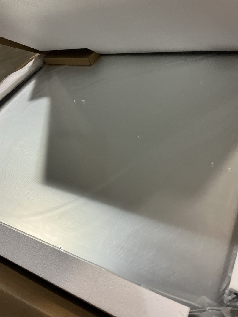 Condition photo showing Good Condition for 24" x 28" matte black bathroom mirror for wall, rectangular beveled vanity mirror with aluminum alloy frame, right angle corner, hd reflection, horizontal or vertical mount black 28"l x 24"w
