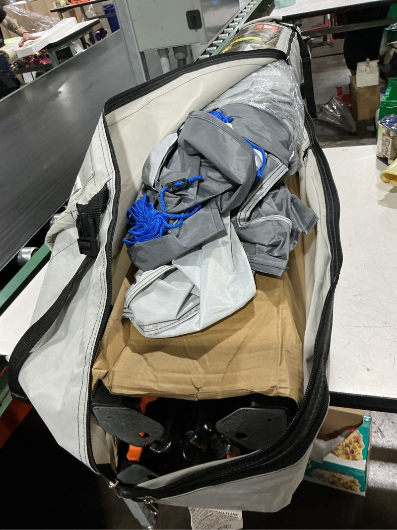 Condition photo showing As Is for ozark trail 12' x 12' instant straight leg canopy for camping - gray