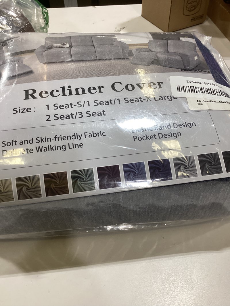 Condition photo showing Good Condition for 3 Pieces Plush Fabric Extra Small Recliner Chair Covers Stretch Recliner Slipcover for Lazy Boy Wide Recliner Chair Washable (Blue Gray) Blue Gray S 1 Seater