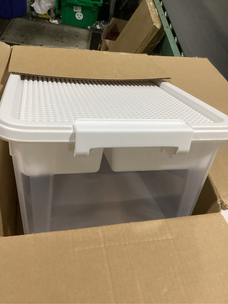 Condition photo showing Good Condition for citylife 17 qt plastic storage box with building baseplate lid and removable tray craft organizers and storage clear storage container for organizing bead, tool, sewing clear white 1 pack-17 qt