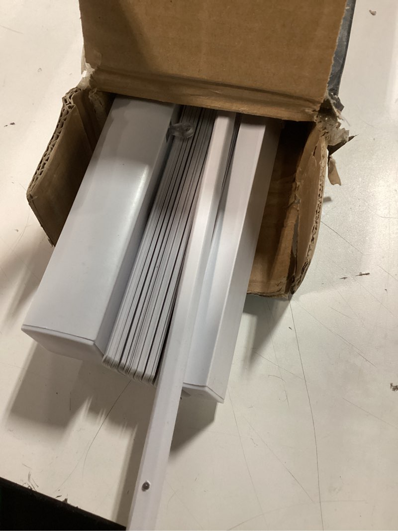Condition photo showing As Is for LazBlinds Cordless White 1\" Room Darkening Vinyl Mini Blinds, 24\" W X 60\" H Horizontal Window Blinds for Home, Cordless Shades for Indoor Windows