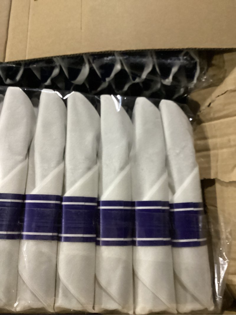 Condition photo showing New/Like New for Goodluck 700 Piece Dark Blue Plastic Dinnerware Set for Party, Clear Disposable Plates for 100 Guests, Include: 100 Dinner Plates, 100 Dessert Plates, 100 Pre Rolled Napkins with Cutlery Set, 100 Cups 700 Piece (100 guests) Dark Blue