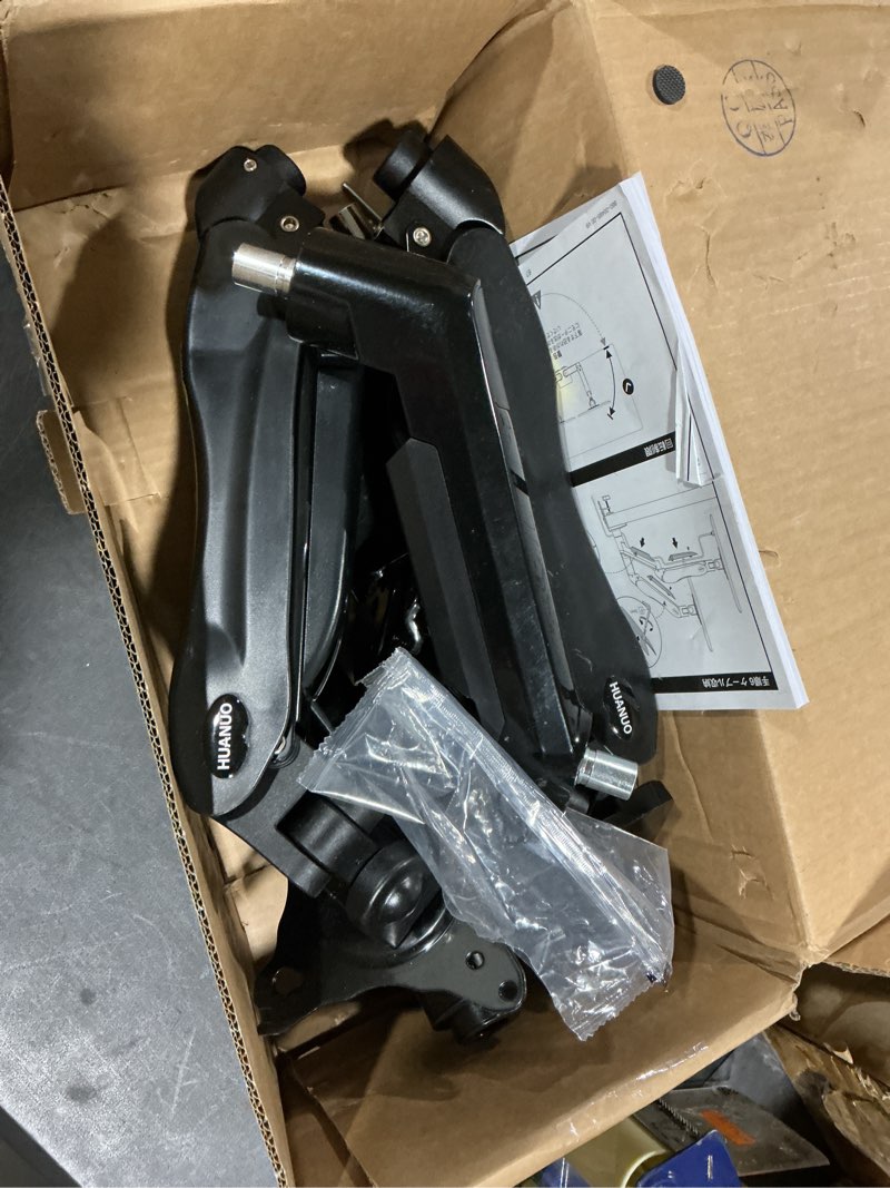 Condition photo showing As Is for HUANUO Dual Monitor Stand, Fully Adjustable Gaming Monitor Desk Mount for 13–32? Computer Screens, Full Motion VESA 75x75/100x100 with C-Clamp & Grommet Base, Each Arm Holds 4.4 to 19.8 lbs Black 13-32 Inch