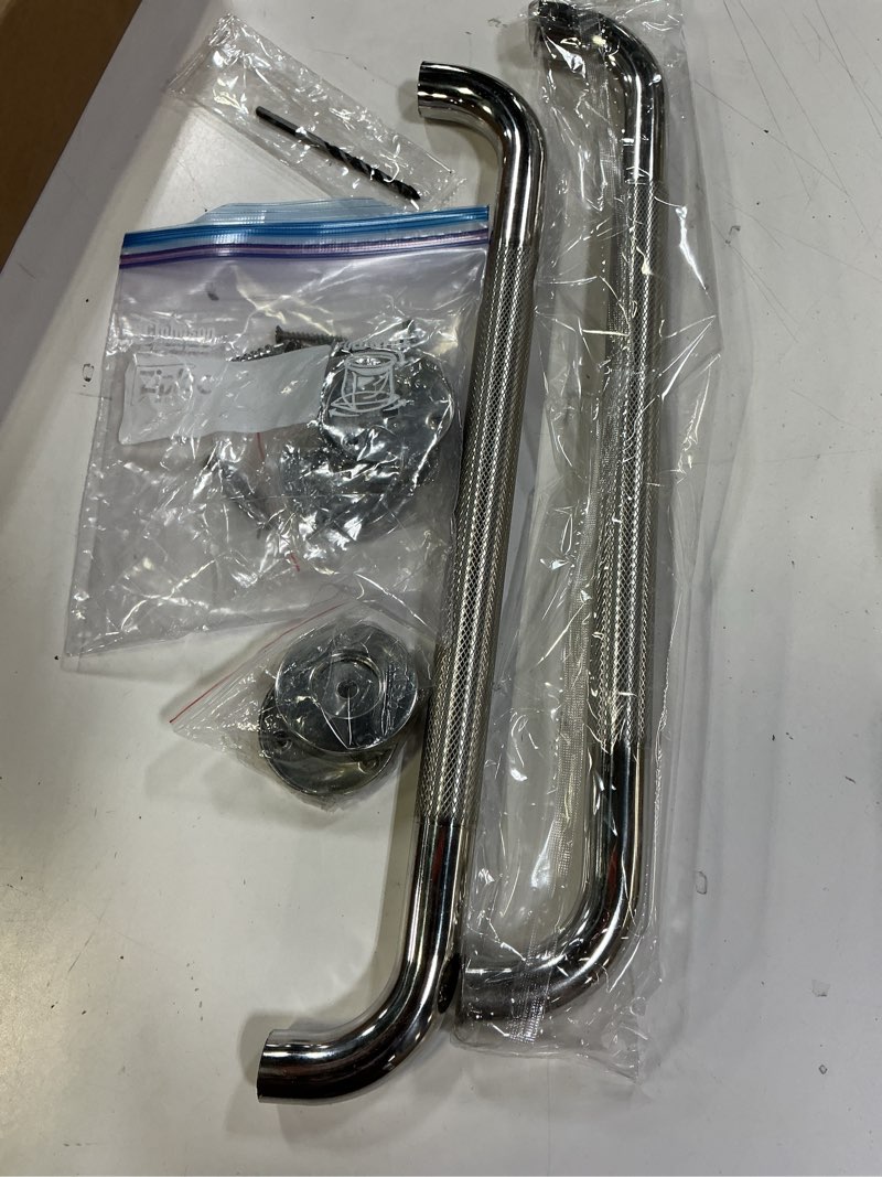 Condition photo showing Good Condition for 18 inch grab bars for shower, stainless steel safety handicap grab bars for bathroom, anti-slip shower handle, wall mounted (2 pack, polished nickel) 18 inch polished nickel