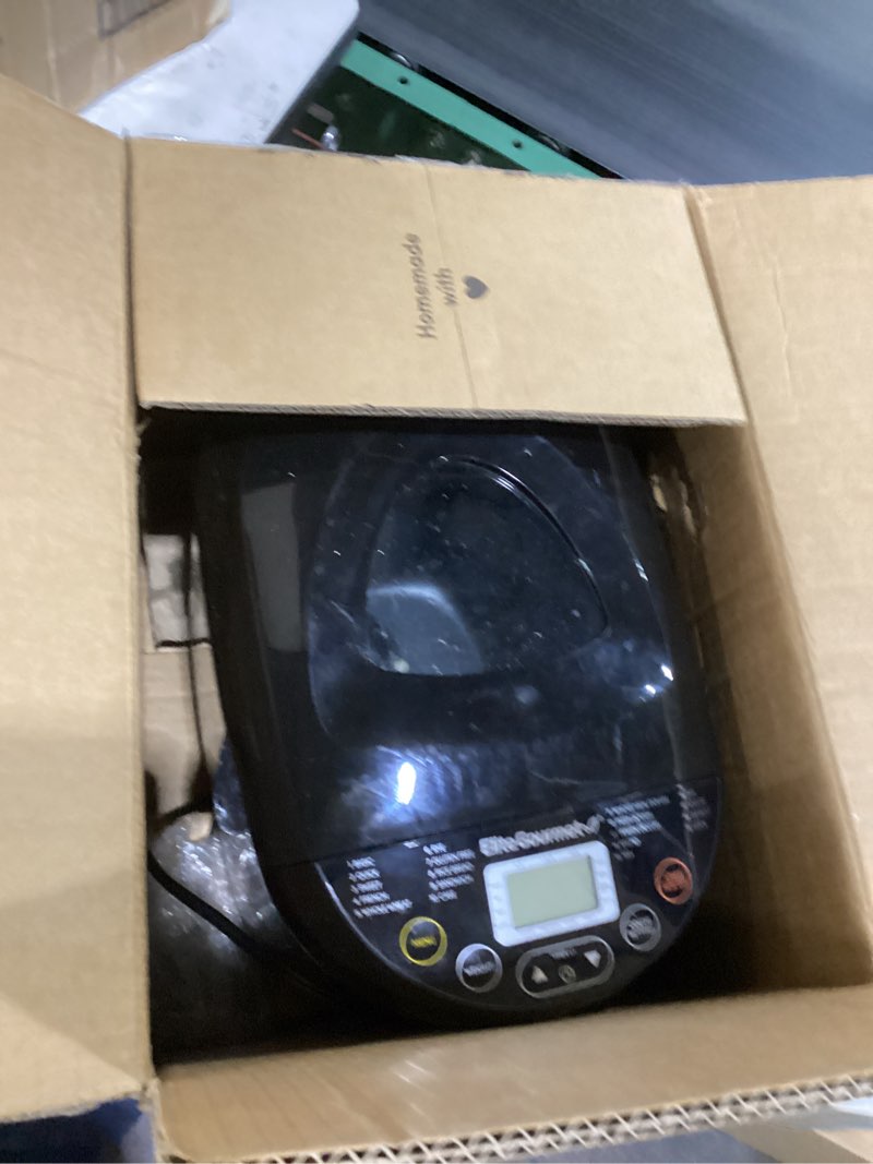 Condition photo showing As Is for Elite Gourmet EBM8103B Programmable Bread Maker Machine 3 Loaf Sizes, 19 Menu Functions Gluten Free White Wheat Rye French and more, 2 Lbs, Black