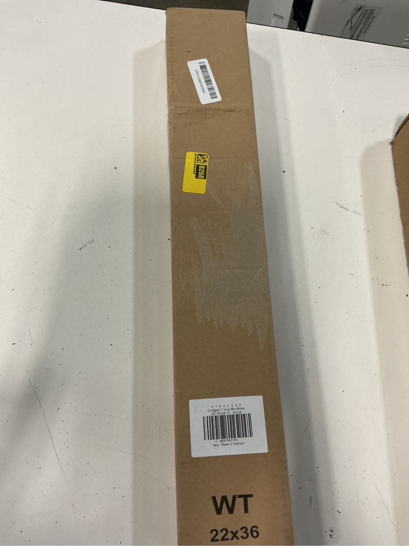 Condition photo showing New/Like New for lazblinds cordless white 1" room darkening vinyl mini blinds, 22" w x 36" h horizontal window blinds for home, cordless shades for indoor windows