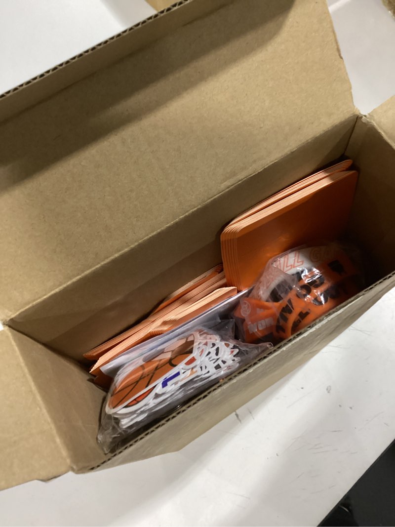 Condition photo showing Good Condition for 12 Sets Mini Sneaker Boxes for Party Favors Small Gift Case Mini Shoe Gifts Boxes with Editable Label Keychains Small Ball Bracelets Stickers for Sport Basketball Party Supplies (Orange)