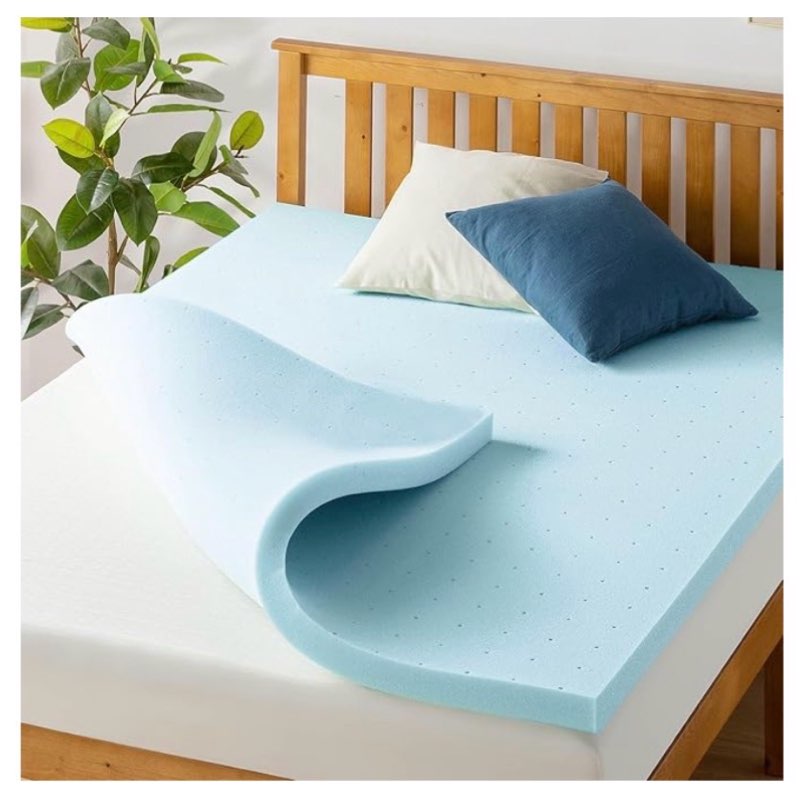 best price mattress 2-inch ventilated gel memory foam topper - twin, dorm essentials, blue