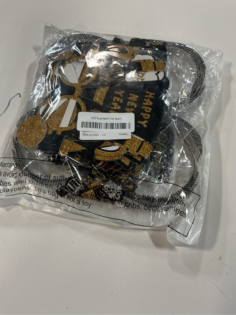 Condition photo showing Good Condition for 48 Pcs Happy New Year Party Favor 2026 Eyeglasses Headband Tiara Black Gold New Year Eve Party Supplies Decoration(Classic Style)