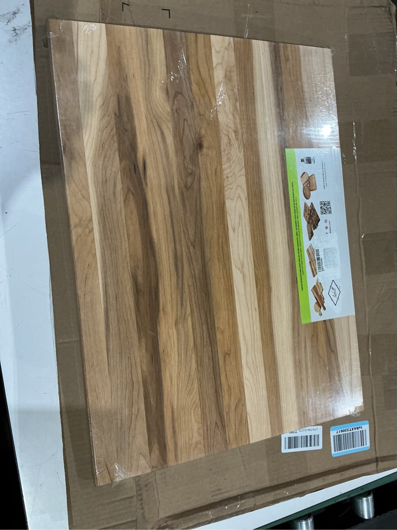 Condition photo showing Good Condition for labell large canadian maple end grain cutting board, large chopping board for food prep, natural & durable for charcuterie, serving & styling - 18" x 24" x 0.75"