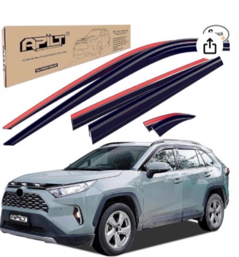 APILT Outside-Mount Rain Guards Window Visors for 2019-2025 Toyota RAV4 Full-Size Wind Vent Deflecto