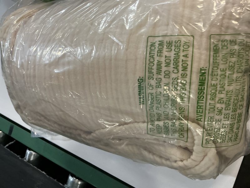 Condition photo showing As Is for love's cabin 100% cotton muslin blanket, 6 layer lightweight breathable gauze king size blanket 108 x 90 inches, soft summer blanket for bed, beige beige king(108"x90")