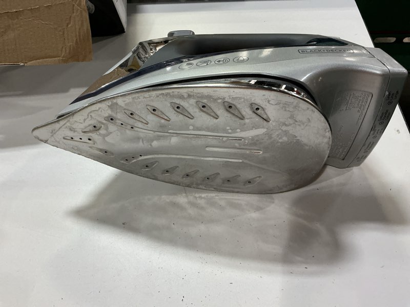Condition photo showing As Is for black+decker allure professional steam iron  gray/blue  d3030