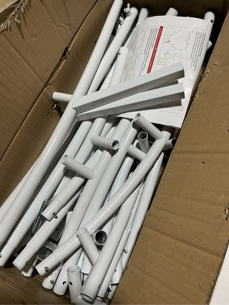 Condition photo showing Good Condition for Heart Shaped Balloon Arch Stand for Proposal, 6.7FT Large Metal Heart Arch Frame for Wedding Backdrop, Love Flower Arch Decor for Engagement Party Display (White)