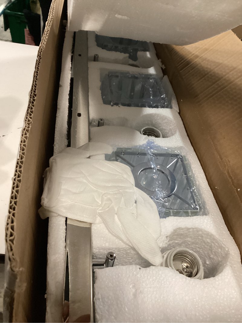 Condition photo showing New/Like New for ralbay chrome crystal vanity light 4-lights 31.5'' modern bathroom wall lighting over mirror square-chrome 4-light