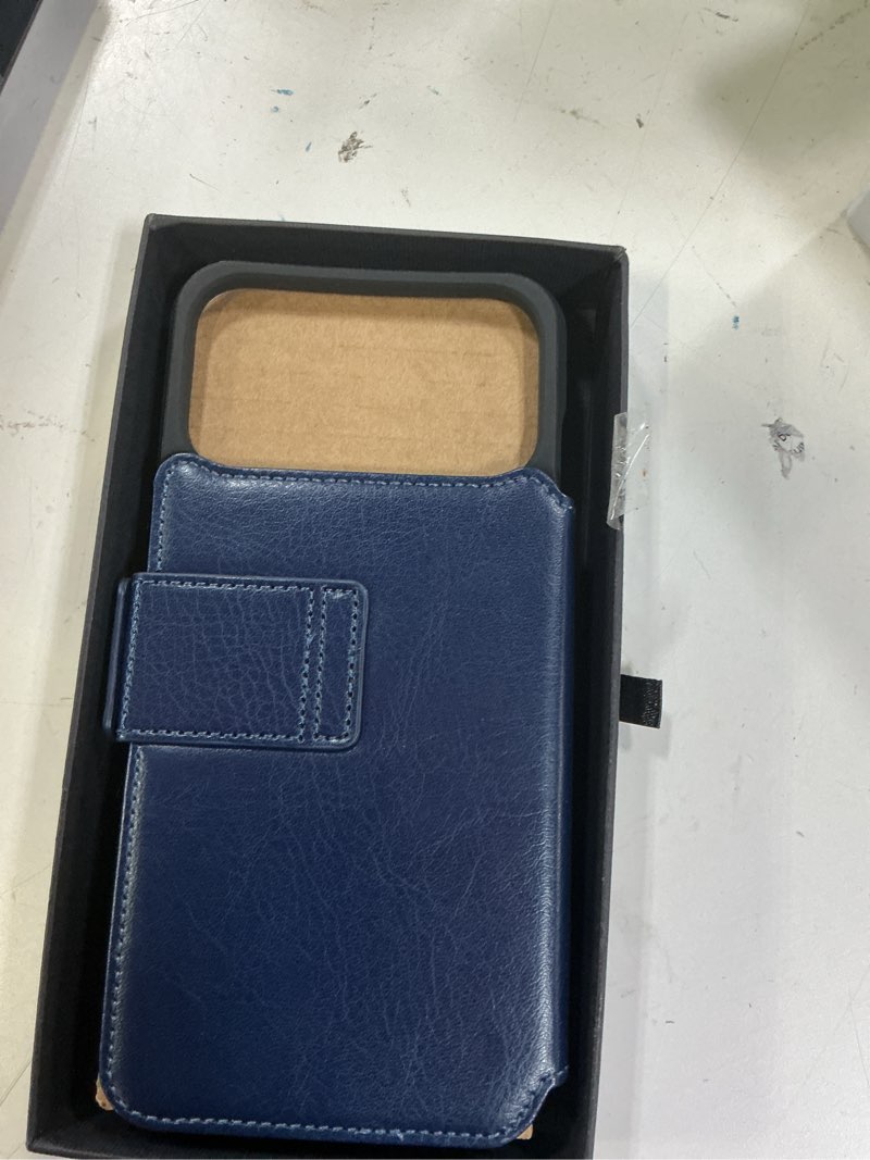 Condition photo showing Good Condition for dreem wallet case for iphone 17 pro max, revolutionary vert/hor phone stand, magnetic detachable vegan leather flip cover rfid blocking card holder, magsafe-fit, gift box [fibonacci: royal blue] iphone 17 pro max royal