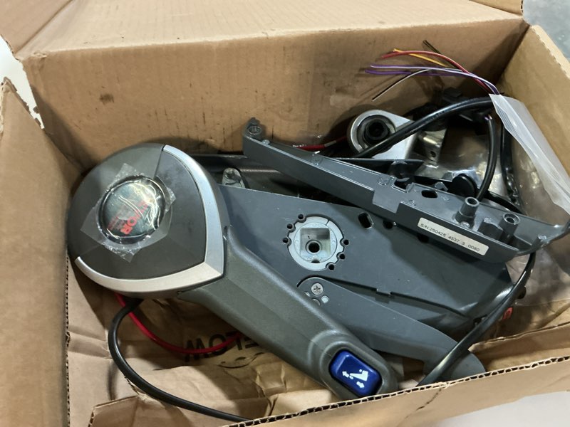 Condition photo showing As Is for vevor boat throttle control, 5006180 side-mounted outboard remote control box for evinrude johnson, marine throttle control box with power trim switch and lanyard 5006180-side-evinrude johnson