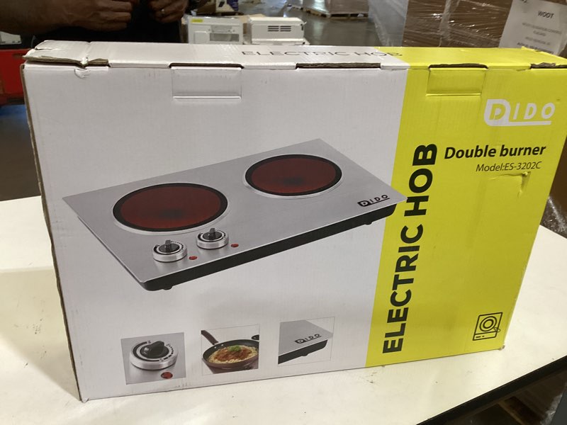 Condition photo showing Good Condition for dido 1800w ceramic electric hot plate for cooking, dual 7.1" infrared burners, portable countertop burners crystallite glass plate, electric cooktop for all cookware, stainless steel body