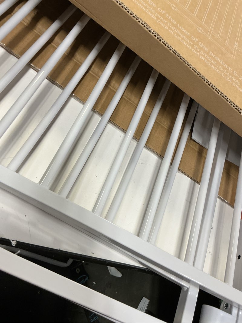 Condition photo showing As Is for BalanceFrom Easy Walk-Thru Baby and Pet Safety Gate with Hold-Open and Auto-Close – Adjustable Steel Barrier for Stairs, Doorways, and Hallways, No Drilling Installation 36-inch Tall, White