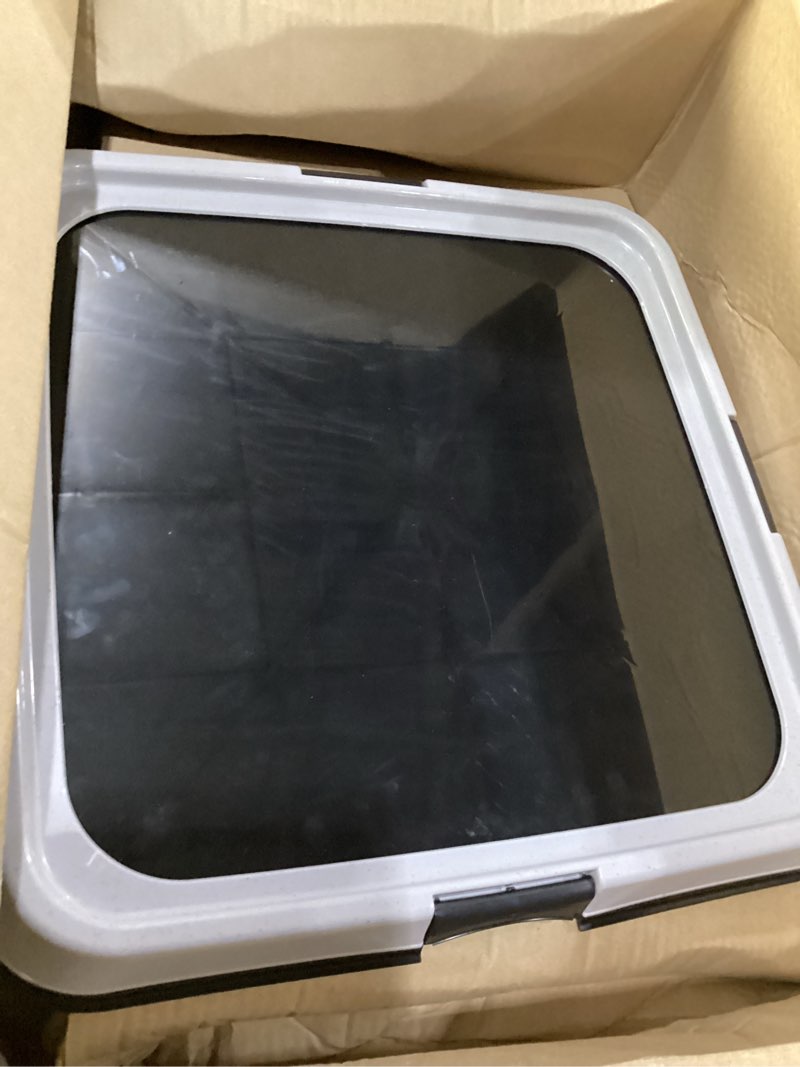 Condition photo showing As Is for glad for pets puppy potty training pad holder for disposable pads - puppy potty tray, dog potty training tools for indoor pee pad station, potty for dogs - fits 23" x 23" or 17.5" x 23.5" pads