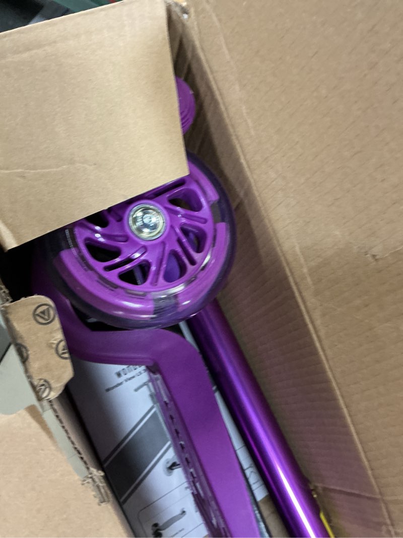 Condition photo showing New/Like New for 3 Wheel Scooter for Kids Ages 6-12,Kids Scooter with Light Up Wheels, Sturdy Deck Design, and 4 Height Adjustable Suitable for Kid Ages 3-12 Grape