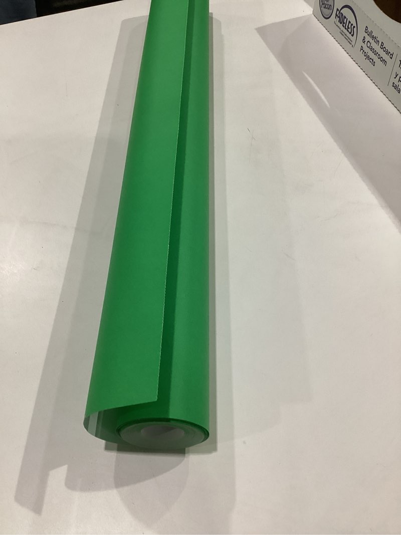 Condition photo showing Good Condition for fadeless bulletin board paper, fade-resistant paper for classroom decor, 2ft x 60ft , apple green, 1 roll apple green original, similar to stock photo