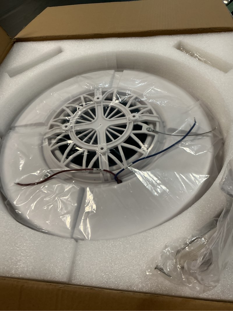 Condition photo showing New/Like New for 19.29'' bladeless ceiling fan with light,modern crystal ceiling fan with remote control,enclosed flush mount fandelier,6 wind speed,dimmable led,white,for bedroom kitchen dining room crystal white