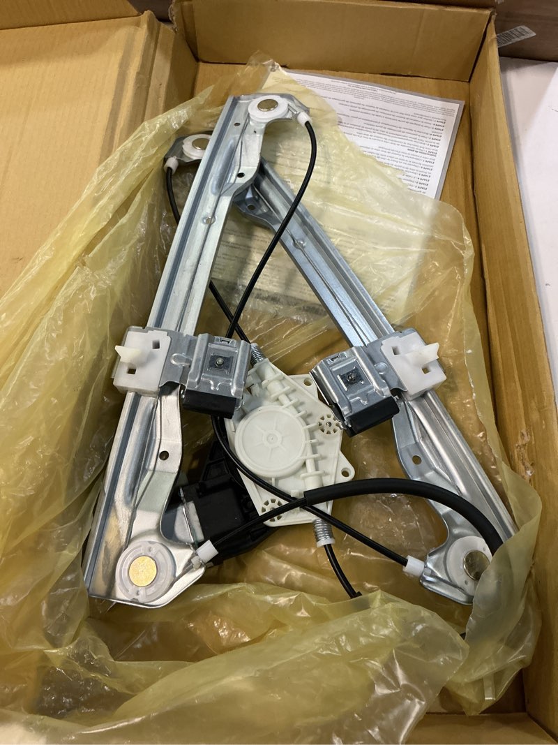 Condition photo showing As Is for dorman 751-292 front driver side power window regulator and motor assembly compatible with select ford/mercury models
