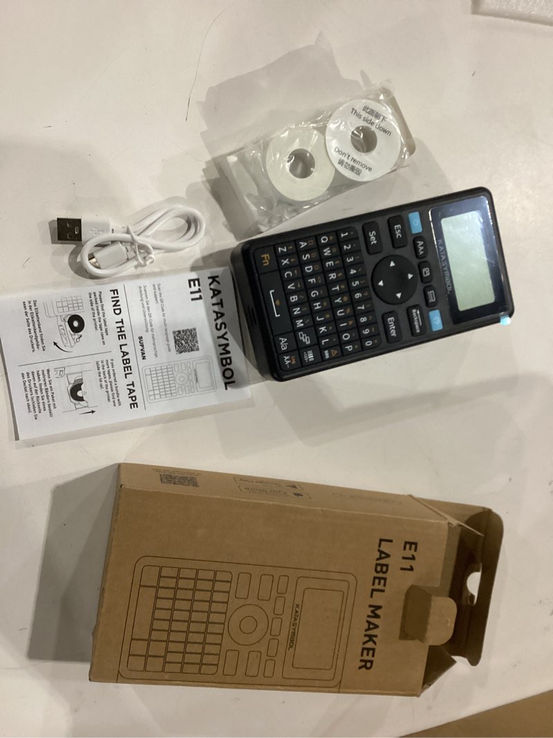 Condition photo showing New/Like New for SUPVAN E11 Bluetooth Label Maker Machine, Support Keyboard & App with 40 Fonts and 650+ Icons, Rechargeable Inkless Labeler for Home, Kitchen, Office, School, Organization, Black Machine + 1 Tape