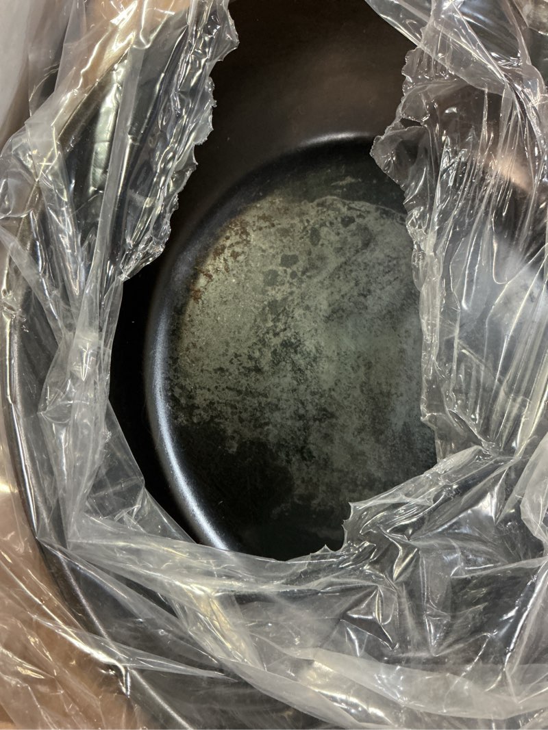 Condition photo showing As Is for Carbon Steel Clad 9.5" Frying Pan - Carbon Steel Pan Better than Cast Iron - Lightweight, Naturally Nonstick, Non Toxic Cookware, No Coatings - Skillet Works with Induction, Outdoor Grill 9.5 Inch