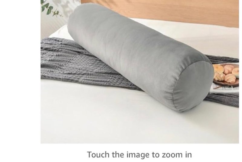Long Body Pillow for Adults - Round Bolster Cylinder Pillow for Bed With Removable Washable Cover - Full Hugging Pillow for Sleeping (35 Inch, Grey)