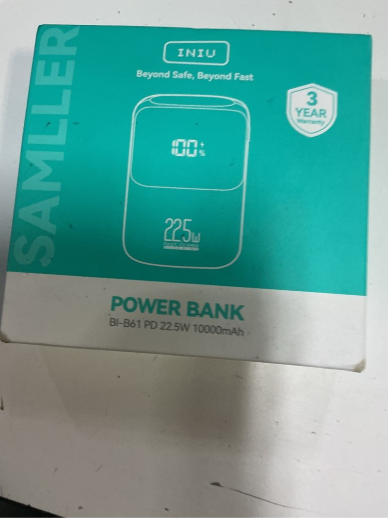 Condition photo showing New/Like New for iniu portable charger, smallest 22.5w 10000mah power bank, usb c in/output fast charging 3-output mini battery pack charger with phone holder for iphone 17 16 15 14 air samsung s23 google ipad tablet