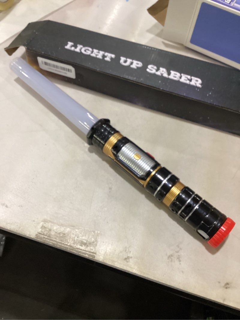 Condition photo showing Good Condition for Light Up Saber for Kids, Retractable Dark Light Up Saber for Adult Sword Kid Set, 2 Pack Toy Light Sword for Halloween Dress Up Parties Birthday Christmas