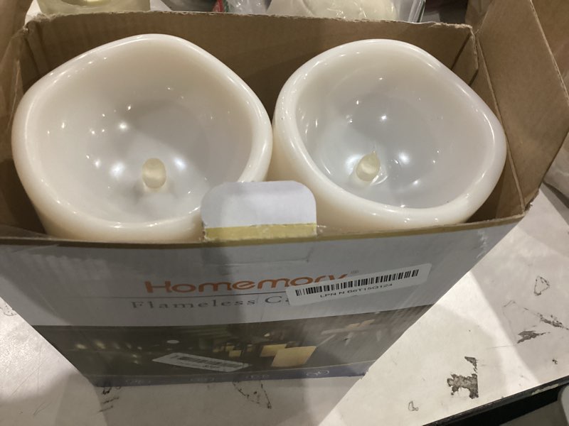 Condition photo showing Good Condition for homemory 10" x 4" large waterproof outdoor flameless candles with remote control and timer, battery operated flickering led pillar candles for outdoor larterns, porch, long lasting, set of 2 ivory white 4"x 10"