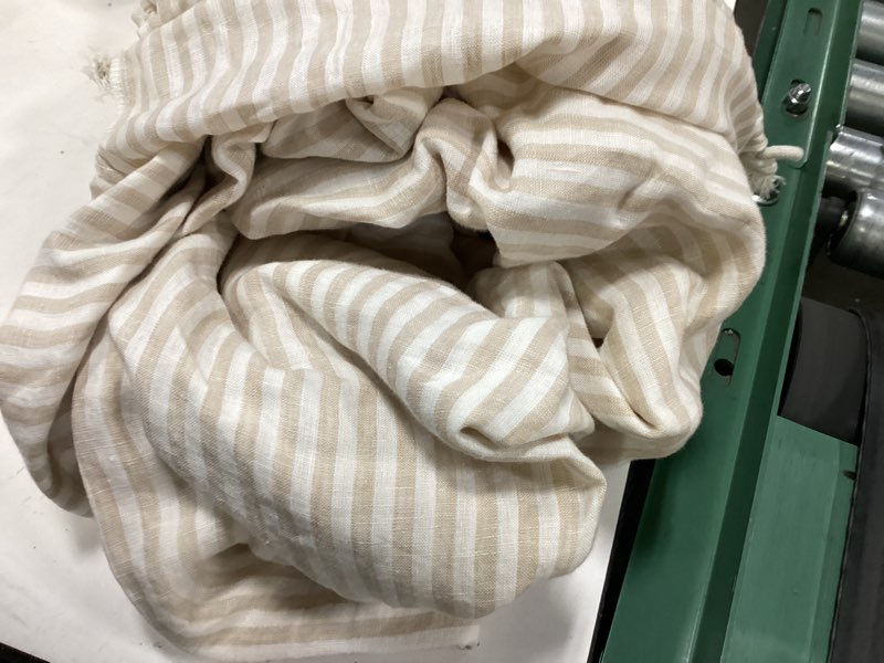 Condition photo showing Good Condition for european linen duvet cover, king/cal king, natural/white stripe