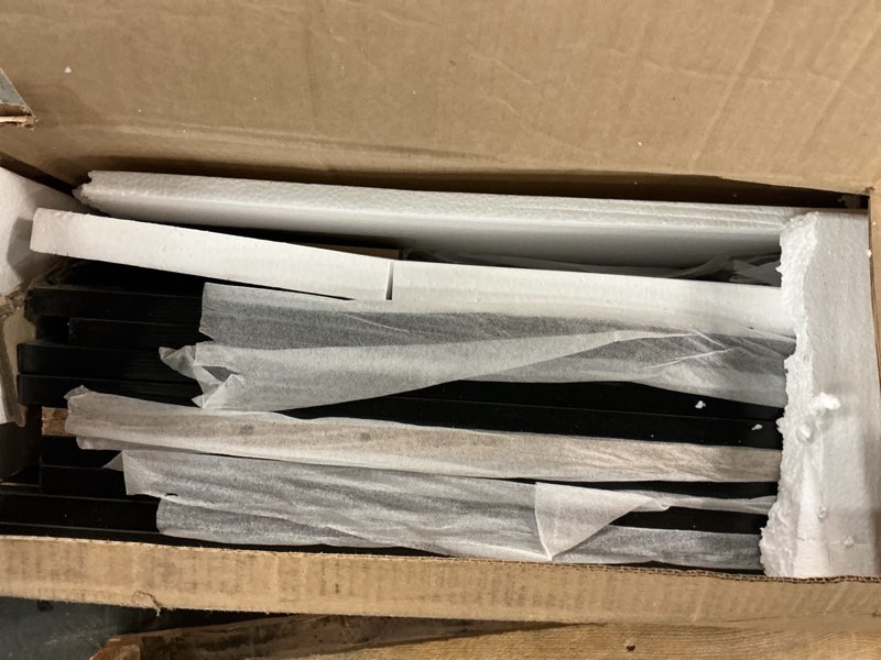 Condition photo showing As Is for 80\\\" fireplace tv stand for tvs up to 90\\\",entertainment center with 36” electric fireplace and 12 colors led lights,large tv console with storage cabinet for living room,all black all black 80 in(incomplete box 1/2)