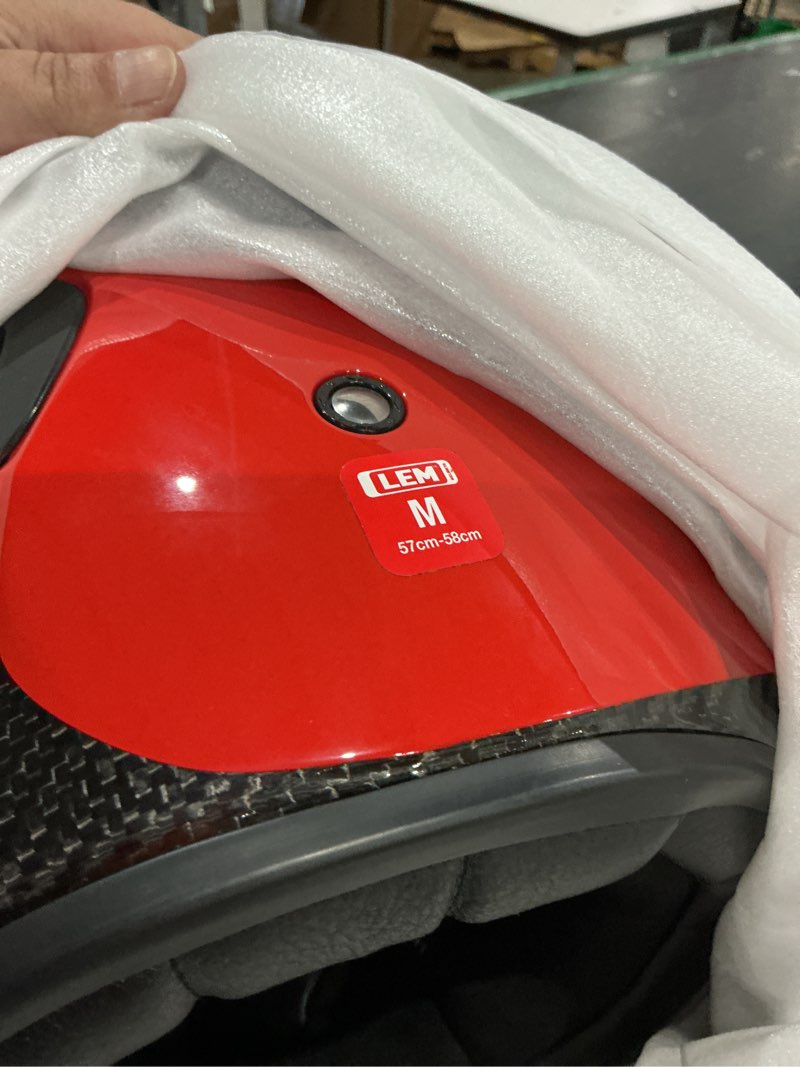 Condition photo showing New/Like New for lem retro motorcycle helmets carbon fiber, full face helmet dot for men harley models, cruiser, motorcycle helmet vintage, interchangeable visor, lightweight fiberglass shell (gloss red, size m) medium gloss red
