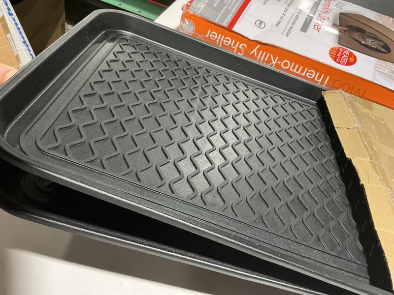 Condition photo showing Good Condition for All Weather Boot Tray – Set of 2 Large Water-Resistant Plastic Utility Shoe Mat for Indoor and Outdoor Use in All Seasons by Stalwart (Black) 2-Pack