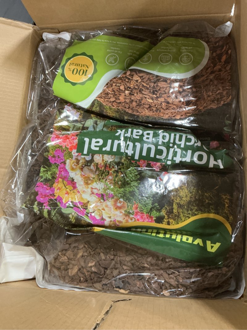 Condition photo showing Good Condition for Orchid Potting Bark-18QT Organic Orchid Bark for Plants, All Natural Pine Bark Wood Chips Orchid Bark Potting Mix for Houseplant Mulch, Help Orchid Plants Root Health Development