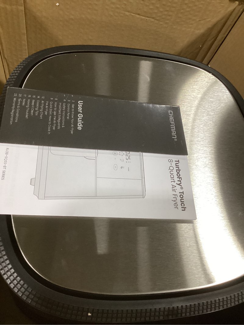 Condition photo showing Good Condition for chefman air fryer 8 qt | turbofry® 4-in-1 with 450°f hi-fry option for crispier results | bake, dehydrate, frozen | xl nonstick dishwasher-safe basket | stainless steel