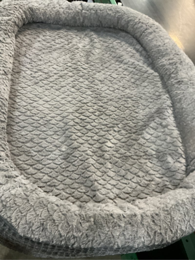 Condition photo showing As Is for JOEJOY Orthopedic Dog Beds Large Sized Dog, XL Egg-Crate Memory Foam Pet Couch Bed with Bolster Sides, Waterproof Lining, Removable Washable Cover & Non-Slip Bottom, Grey XL(42"x 32"x 7.5") Grey