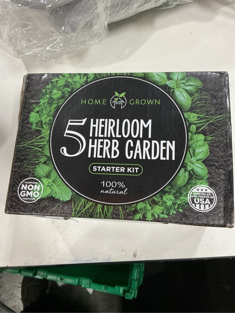 Condition photo showing New/Like New for home grown indoor herb garden starter kit – complete 5 herb grow kit with basil, cilantro, mint, parsley & thyme – for gardeners, unique christmas gardening gift for mom, women & men herb garden kit