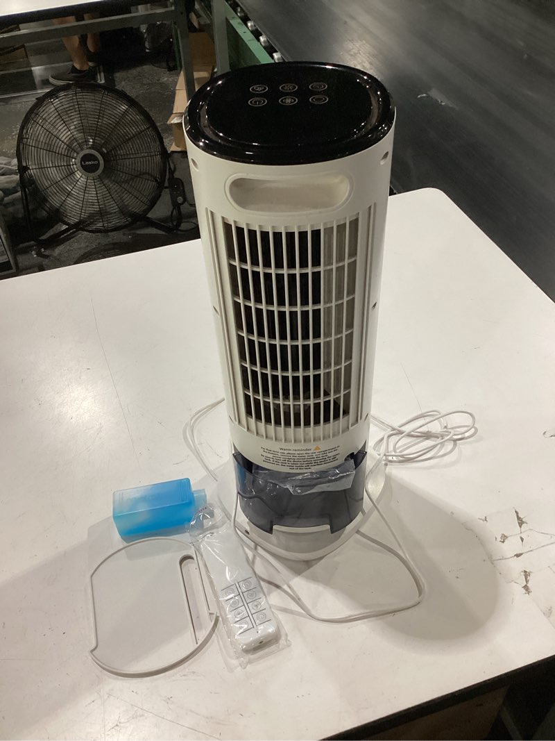 Condition photo showing Good Condition for portable air conditioners, 4 in 1 evaporative air cooler, 1000ml tower fan with remote, 3 wind speeds&turbo mode, 2 mist,10h timer, 90° oscillation portable ac for home, office (off white) off-white