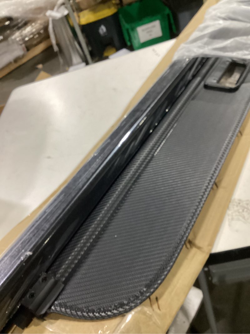 Condition photo showing As Is for motoforti car trunk retractable cargo cover for jeep compass 2017-2024 aluminum alloy canvas black carbon fiber for jeep compass 2017-2024 black carbon fiber