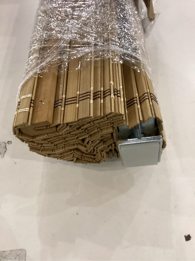 Condition photo showing New/Like New for Cordless Bamboo Roman Shades for Windows, 100% Blackout Backing Fabric for Light Blocking, 33" W × 64" H - Papara Carbon Blackout - Papara Carbon 33" W × 64" H