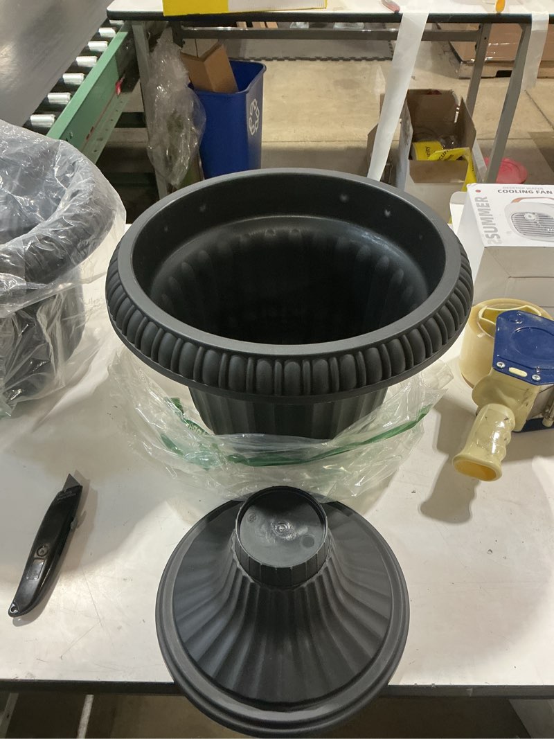 Condition photo showing Good Condition for southern patio large 14 inch outdoor home lightweight resin utopian urn flower planter pot for entryways and backyard patios, black 14 inch black