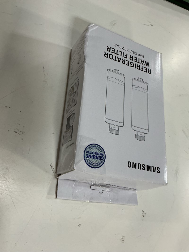 Condition photo showing New/Like New for samsung haf-qin-2p/exp genuine refrigerator water filter, reduces 99% of harmful contaminants for clean, clear drinking water, 6-month life, easy install, pack of 2