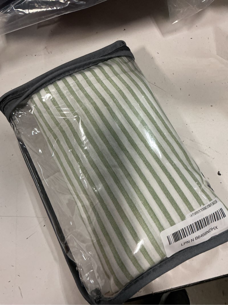 Condition photo showing New/Like New for laura ashley - euro shams, 100% smooth cotton with envelope closure, throw pillow cover for bed or couch, oeko-tex certified, set of 2 (ticking stripe green, 26" x 26") 26" x 26" (pack of 2) ticking stripe green