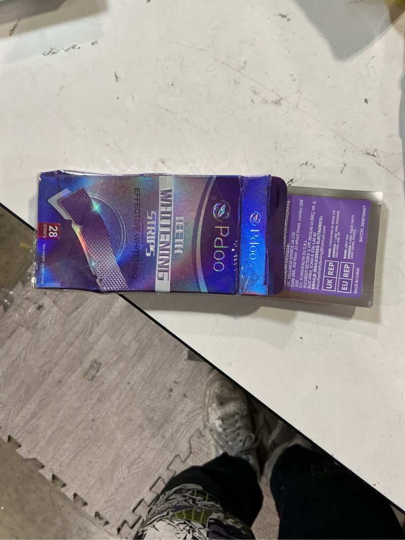 Condition photo showing Good Condition for purple teeth whitening strips - 28 teeth whitener strips (14 uses) | purple color-correcting gel technology | teeth whitening kit for sensitive teeth | enamel safe, peroxide-free for a brighter smile purple 1 count (pack of 28)